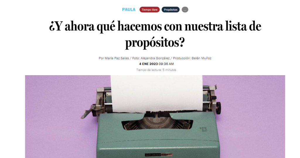 Nota Revista Paula: ¿Y ahora qué hacemos con nuestra lista de propósitos?